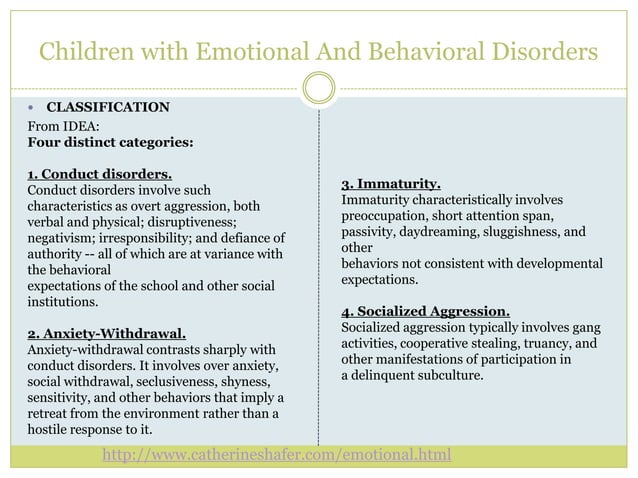 Children With Emotional And Behavioral Disorders
