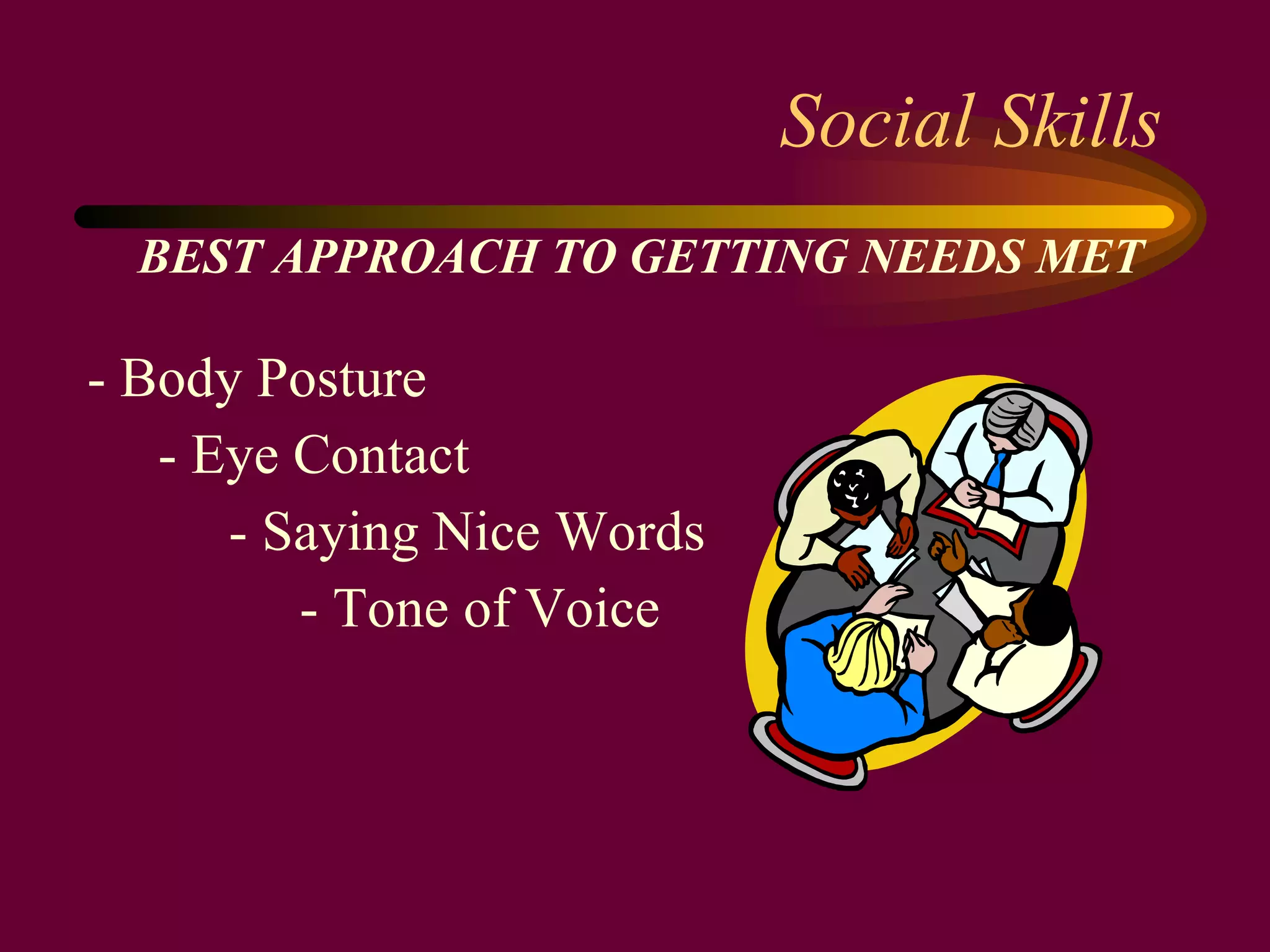 Social Skills BEST APPROACH TO GETTING NEEDS MET - Body Posture - Eye Contact - Saying Nice Words - Tone of Voice 