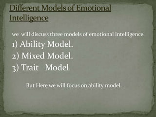  Here are two of many definitions out there…  Emotional intelligence  also called EI describes an ability, capacity, and skill to identify and control emotions of oneself, others and groupEI involves emotions to enhance the thought ability to accurately perceive  emotions , access, and generate emotions to convey the thoughtDefinition Of EI