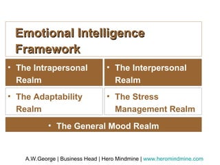 Emotional Intelligence Framework The Intrapersonal Realm The Interpersonal Realm The Adaptability Realm The Stress Management Realm The General Mood Realm 