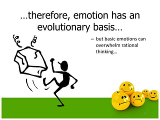 …therefore, emotion has an
evolutionary basis…
– but basic emotions can
overwhelm rational
thinking…
16
 