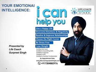 YOUR EMOTIONAL
INTELLIGENCE:
Presented by
Life Coach
Gurpreet Singh
 