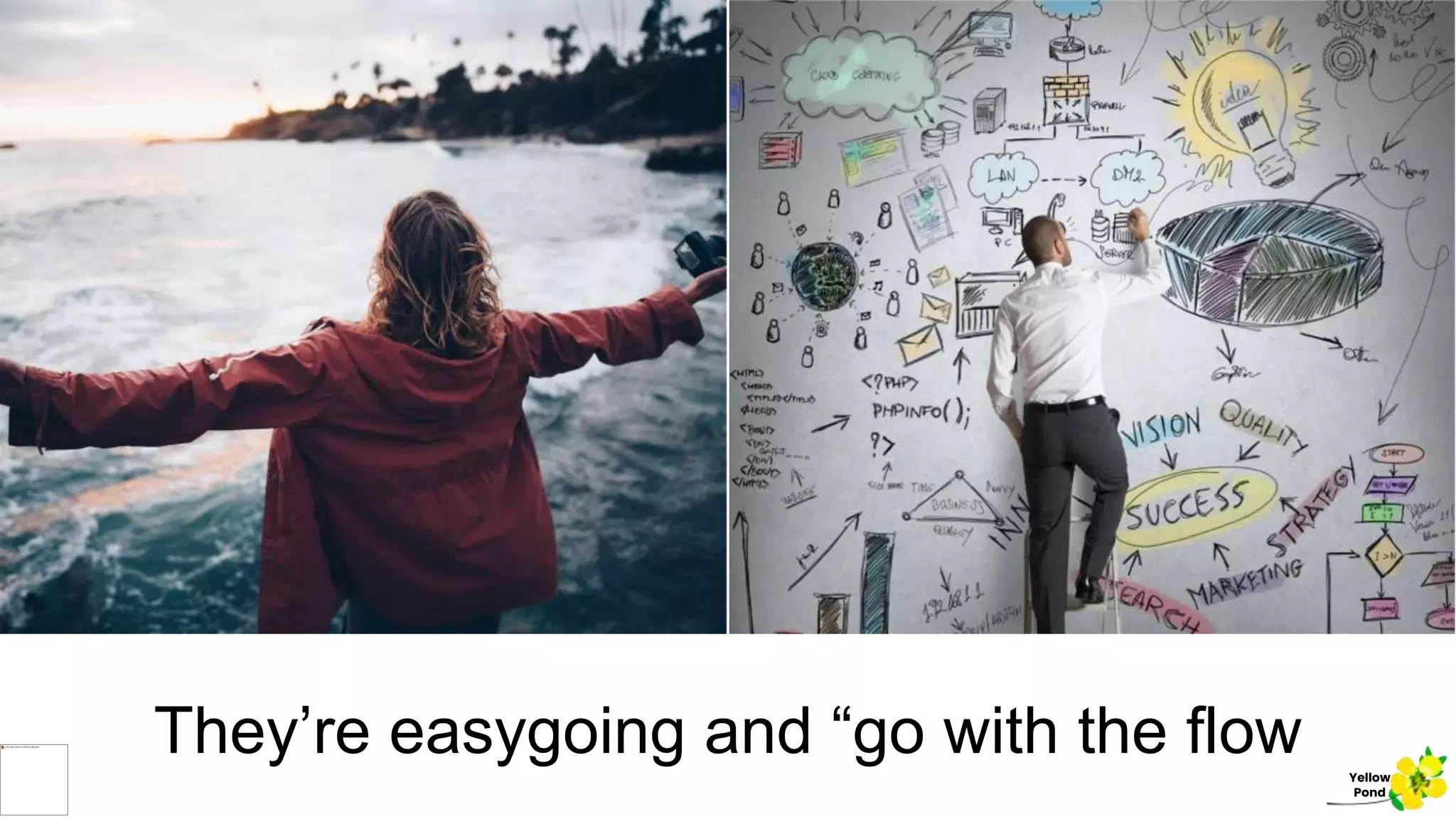 They’re easygoing and “go with the flow Yellow
Pond
 