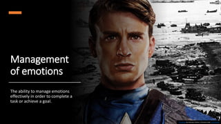 Management
of emotions
The ability to manage emotions
effectively in order to complete a
task or achieve a goal.
This Photo by Unknown Author is licensed under CC BY-SA-NC
 