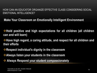 Ten Tips to Develop  Emotional Intelligence for Organizing Classroom Effectively
