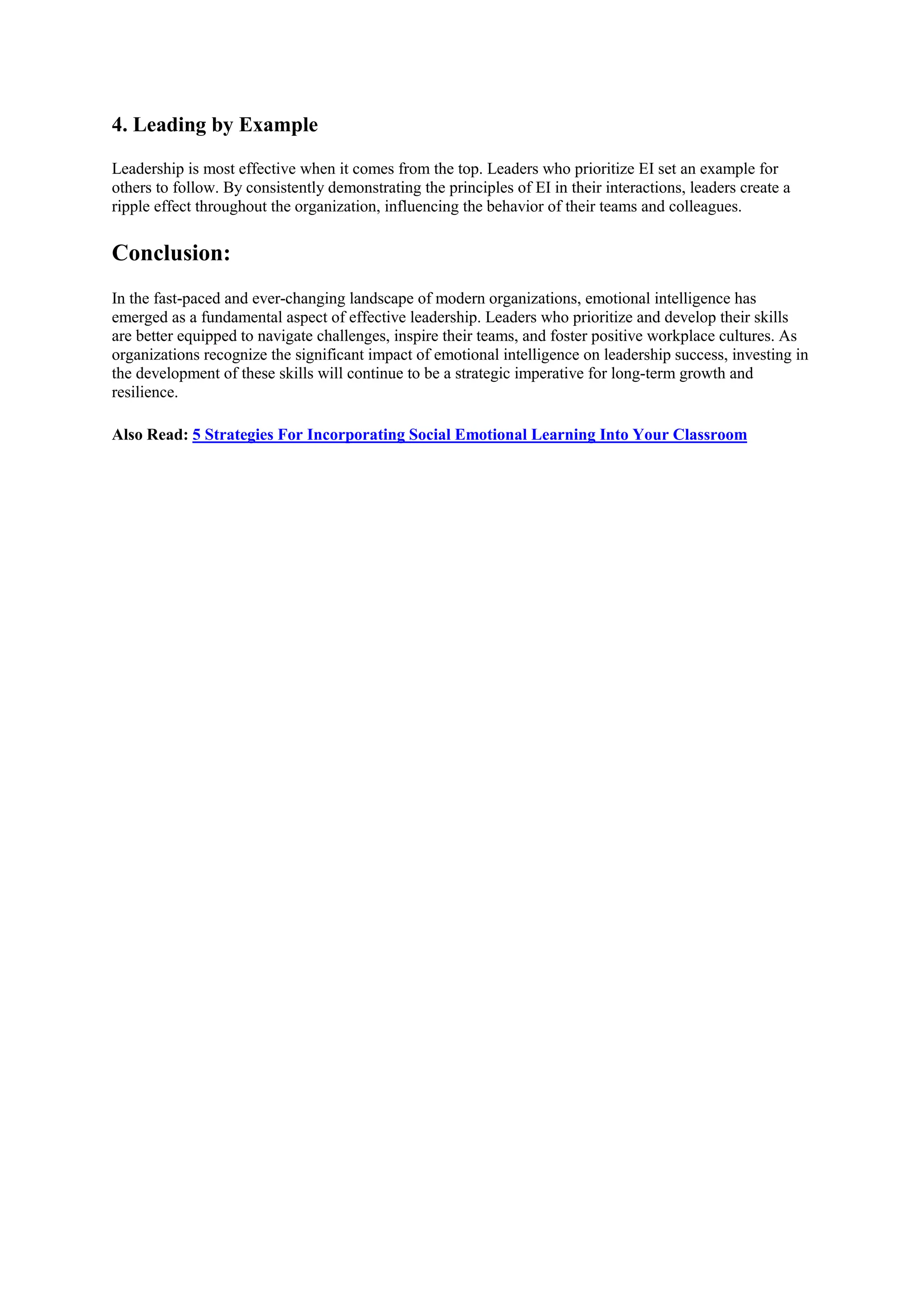 Emerged Example Emotional Intelligence in Leadership: Why It's Important | PDF