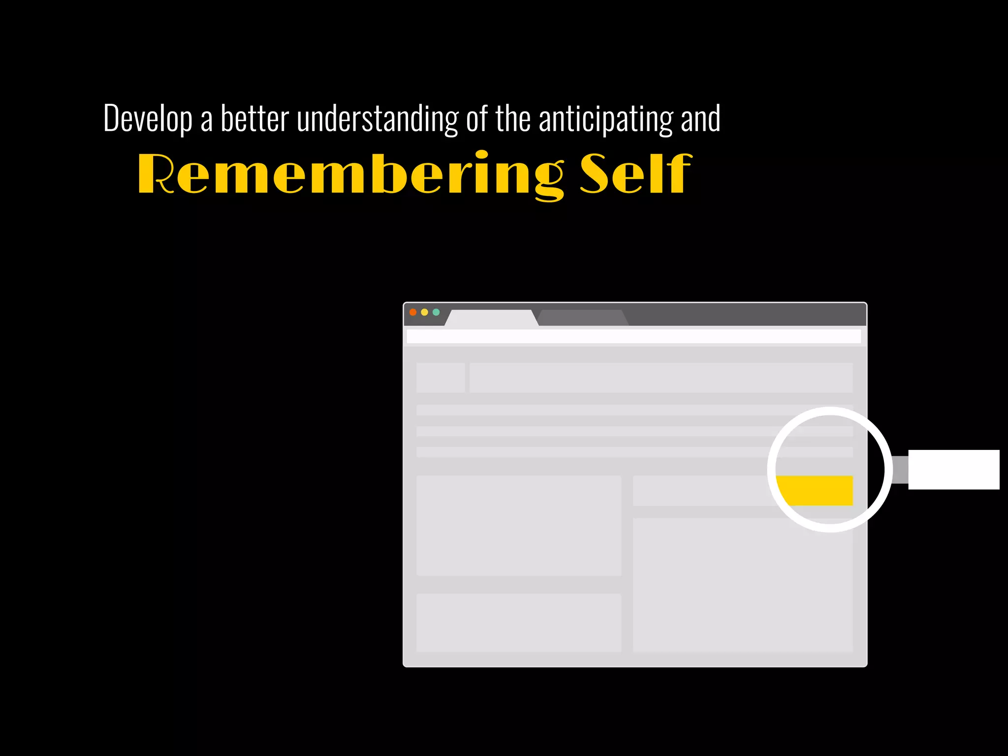 Develop a better understanding of the anticipating and
Remembering Self
 