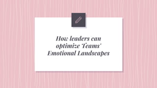 How leaders can
optimize Teams'
Emotional Landscapes
 