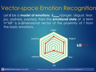 Emotion Recognition in Artificial Intelligence by Valentina Franzoni, Ph.D. in Engineering for Computer Science, Research Fellow in Artificial Intelligence, adjunct professor in Operative Systems Slide 22