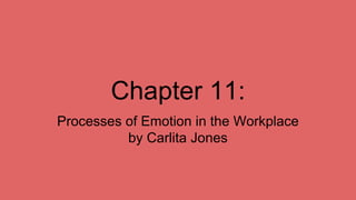 Chapter 11:
Processes of Emotion in the Workplace
by Carlita Jones
 