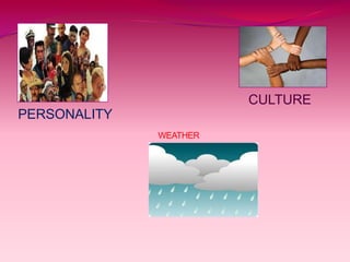 CULTURE
PERSONALITY
WEATHER
 