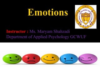 Instructor : Ms. Maryam Shahzadi
Department of Applied Psychology GCWUF
 