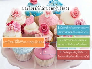 ประโยชน์ที่ได้รับจากหุ่นจาลอง
ประโยชน์ที่ได้รับจากหุ่นจาลอง
1.เป็นการฝึกทักษะการจาลองการ
สร้างชิ้นงานที่มีสภาพเหมือนจริง
2.เป็นการฝึกความอดทดและ
ความประณีตในการสร้างชิ้นงาน
3.เป็นข้อมูลสาคัญที่ใช่ในการ
วิเคราะห์เพื่อพัฒนาชิ้นงาน ต่อไป
 