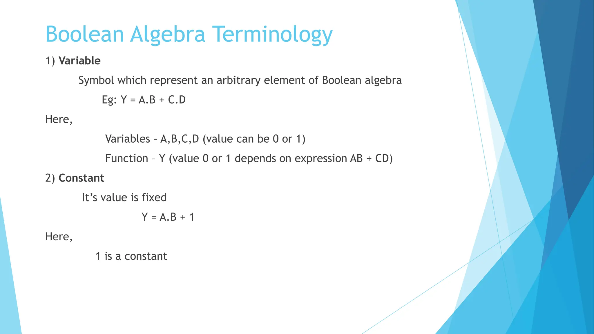 Boolean Algebra logic and De Morgan theorem | PPTX | Physics | Science
