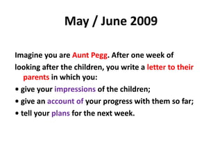October / November 2010 (i)Imagine that shortly after the marriage service, Mrs Ferris-Grebe and Mrs Kougarhave their firstconversation together. Write the conversation that would take place.In the conversation you should explore:• their views on the wedding ceremony;• their feelings about the suitability of the marriage;• the differences between the two women and their families.
