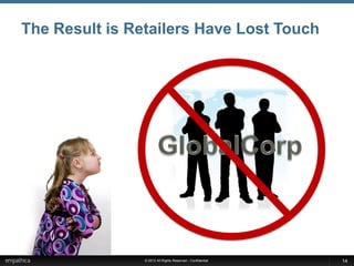 The Result is Retailers Have Lost Touch




                © 2012 All Rights Reserved - Confidential   14
 