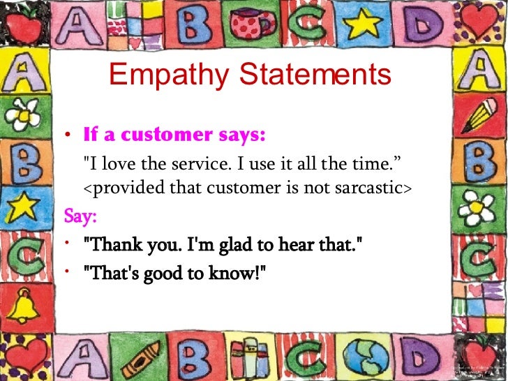 empathy in cust svc empathy statements in customer service examples