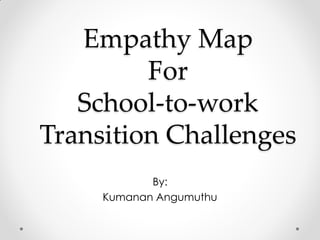 Empathy Map
For
School-to-work
Transition Challenges
By:
Kumanan Angumuthu
 