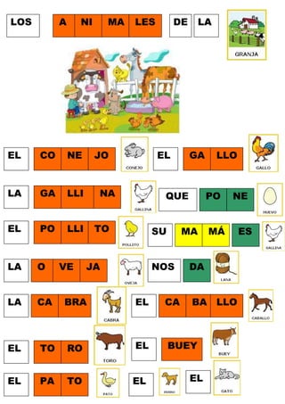 LOS

A

NI

MA

LES

EL

LA

EL

CO

NE

LA

GA

LLI

EL

PO

LLI

LA

O

LA

CA

BRA

EL

CA

EL

TO

RO

EL

BUEY

EL

PA

TO

EL

VE

JO

DE

NA

GA

QUE

TO

SU

JA

PO

MA

NOS

LLO

NE

MÁ

DA

BA LLO

EL

ES

 