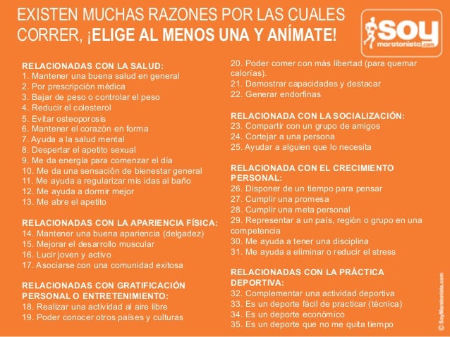 El correr me ayuda a bajar de peso