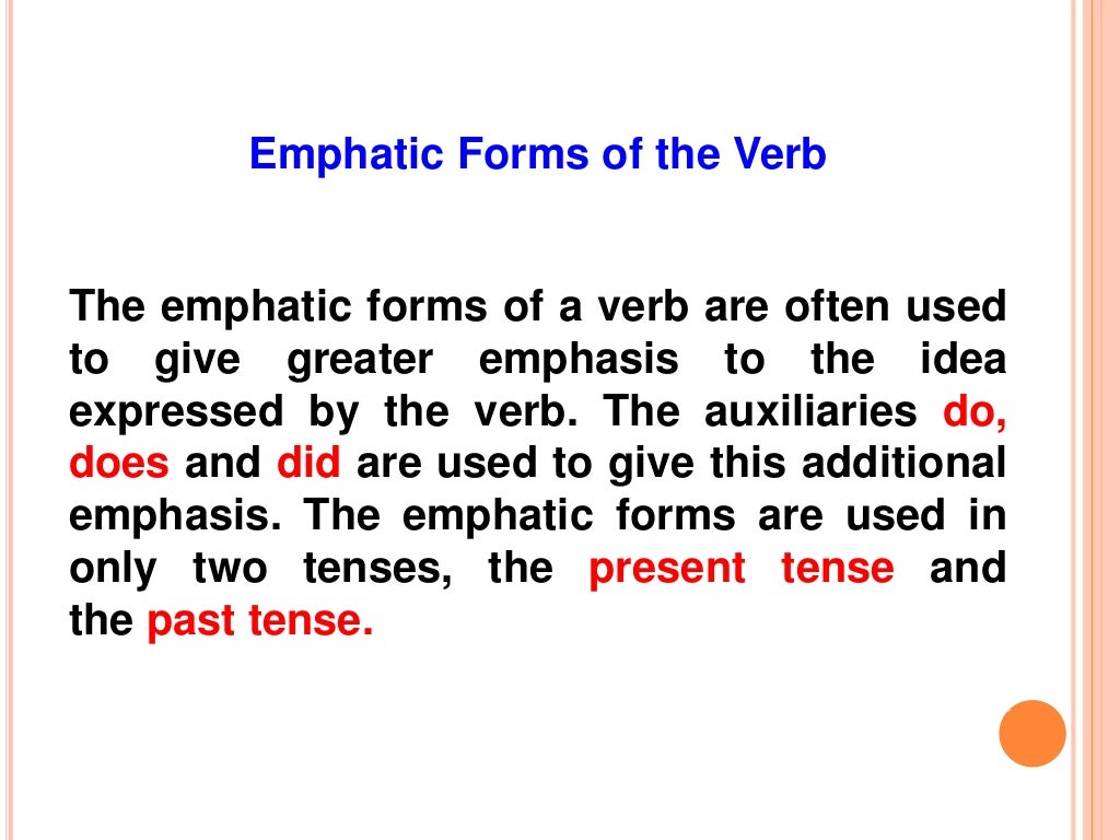 Emphatic Form Of Verb Worksheet