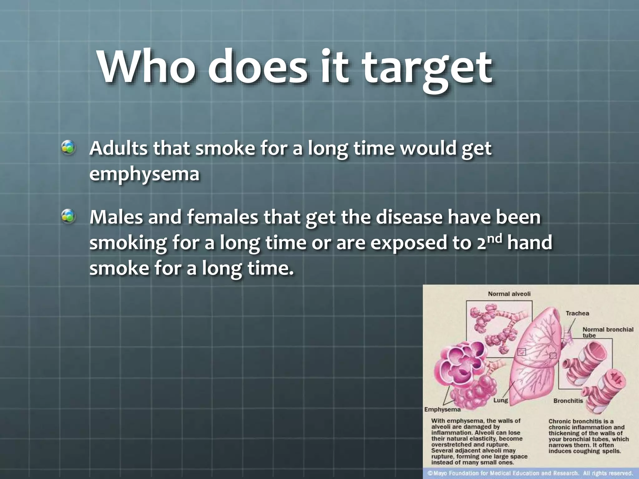 there is a relationship between smoking cigarettes and getting emphysema Tobacco COPD: presenting the World Health Organization (WHO) Tobacco Knowledge Summary | Respiratory Research Solved Question 11 1 pts