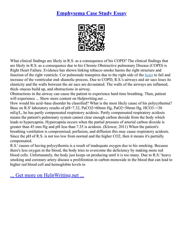 Emphysema Case Study Essay PDF