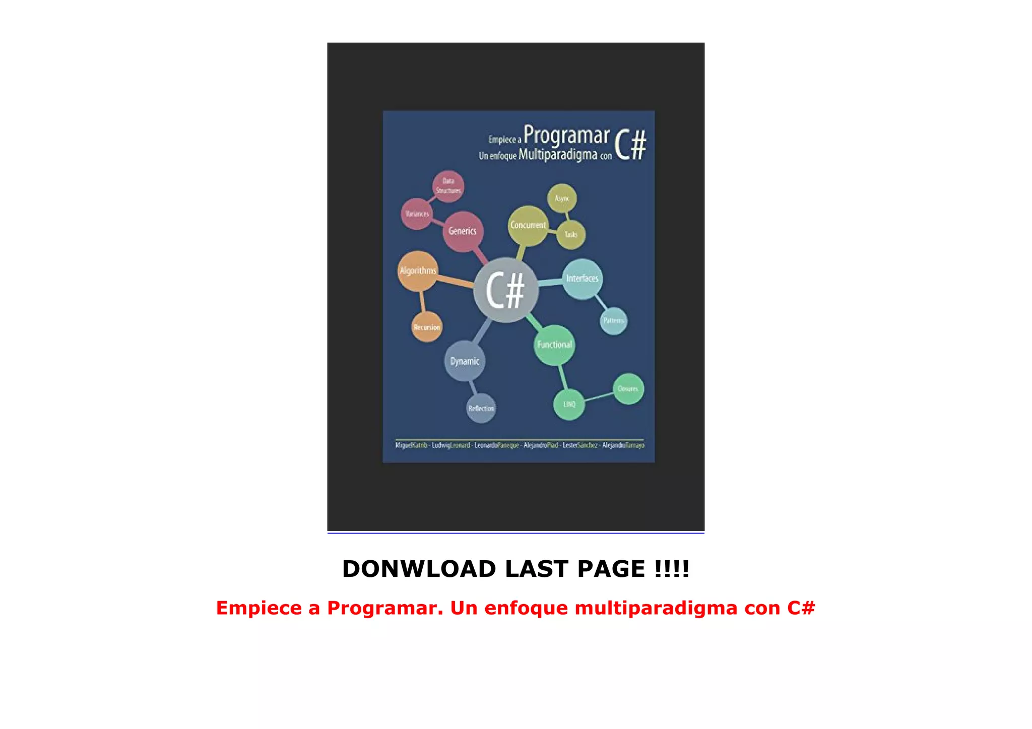 Empiece a Programar. Un enfoque multiparadigma con C# | PDF