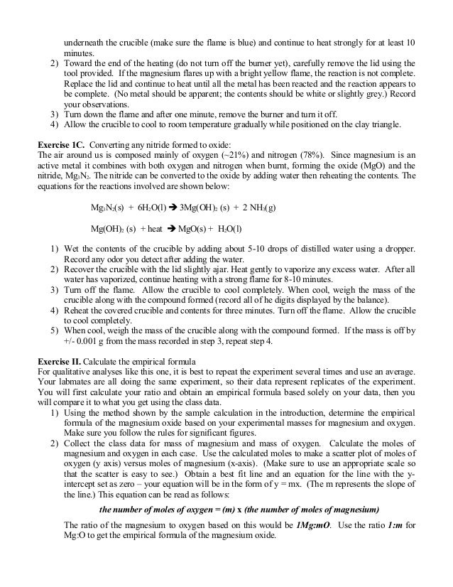 To determine the empirical formula of magnesium oxide report form 4