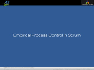 agile42 | We advise, train and coach companies building
software www.agile42.com | All rights reserved. Copyright © 2007 - 2009.
Empirical Process Control in Scrum
 