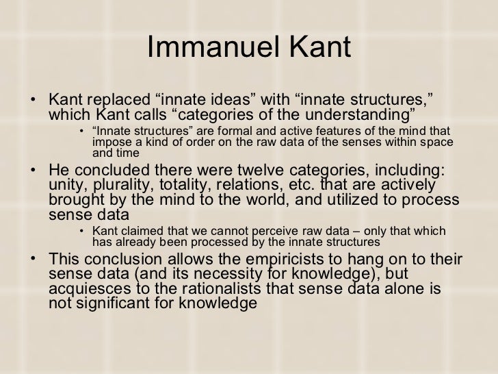 Empiricist epistemology Hume & Kant