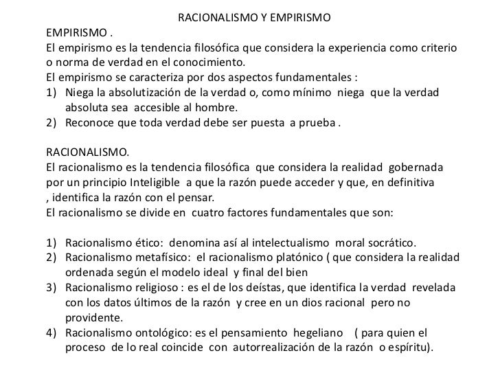 Racionalismo y Empirismo