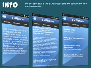 INFO   ON THE 12TH FIVE YEAR PLAN FOCUSSING ON EDUCATION AND
       EMPLOYMENTS.
 