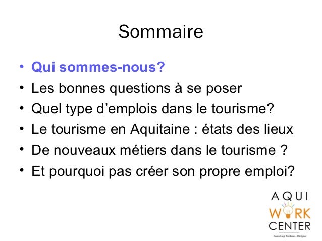 Emploi Tourisme Aquitaine