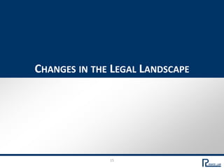 15
CHANGES IN THE LEGAL LANDSCAPE
 