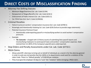 9
DIRECT COSTS OF MISCLASSIFICATION FINDING
• Attorney Fee Shifting Statutes
– Minimum Wage/Overtime (Cal. Lab. Code §1194...