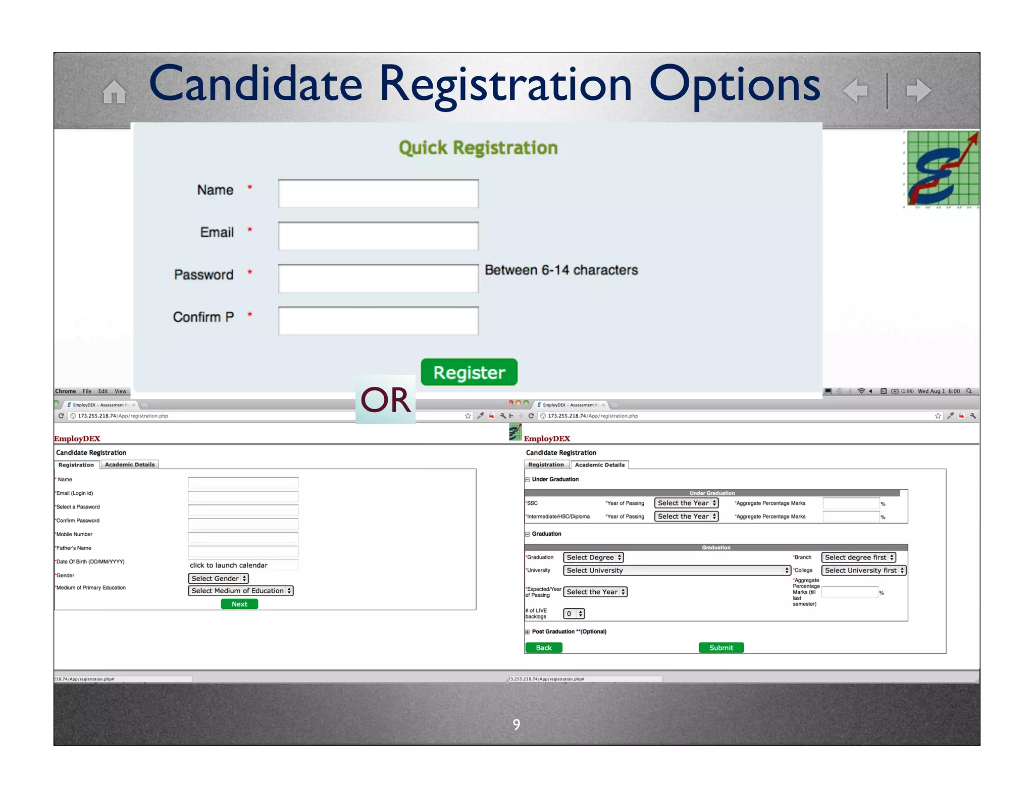Candidate Registration Options




         OR




                9
 