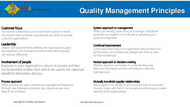 Copy Right © Dr. Madhu Aman Sharma ISO 9001:2015 Awareness
Quality Management Principles
Mutually beneﬁcial supplier relat...