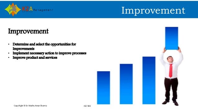 Copy Right © Dr. Madhu Aman Sharma ISO 9001:2015 Awareness
Improvement
Improvement
• Determine and select the opportunitie...
