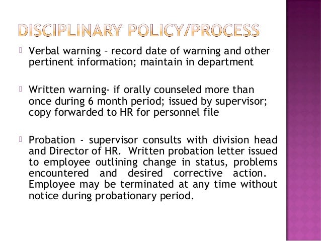 employee verbal warning letter