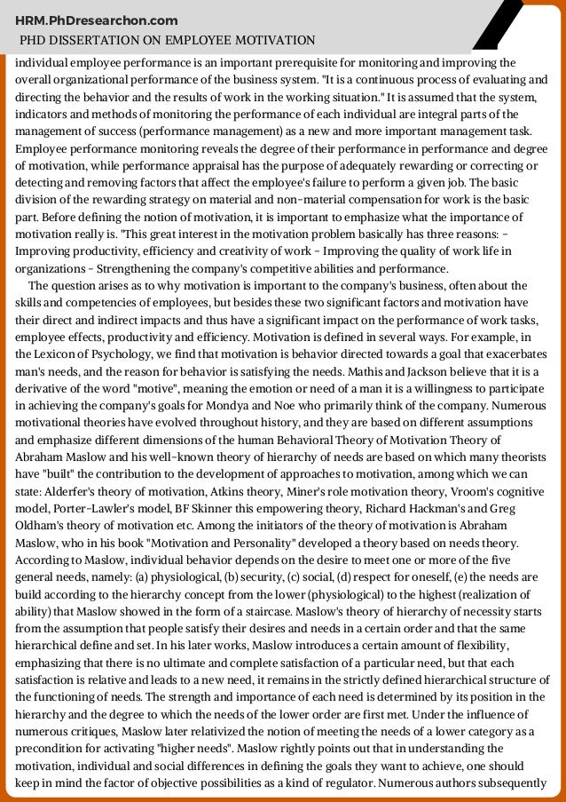 Thesis on motivation motivation in phd thesis
