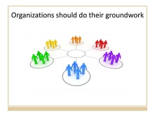 Organizations should do their groundwork 