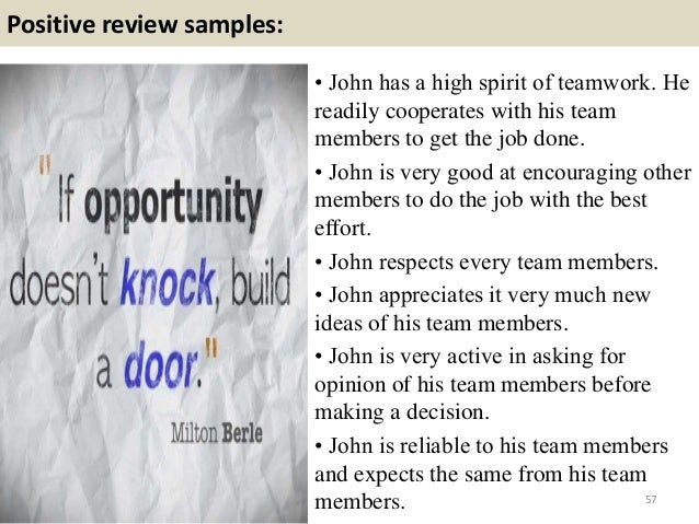 examples of good teamwork