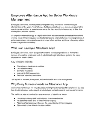 Employee Attendance App | Track Workforce Efficiently | PDF
