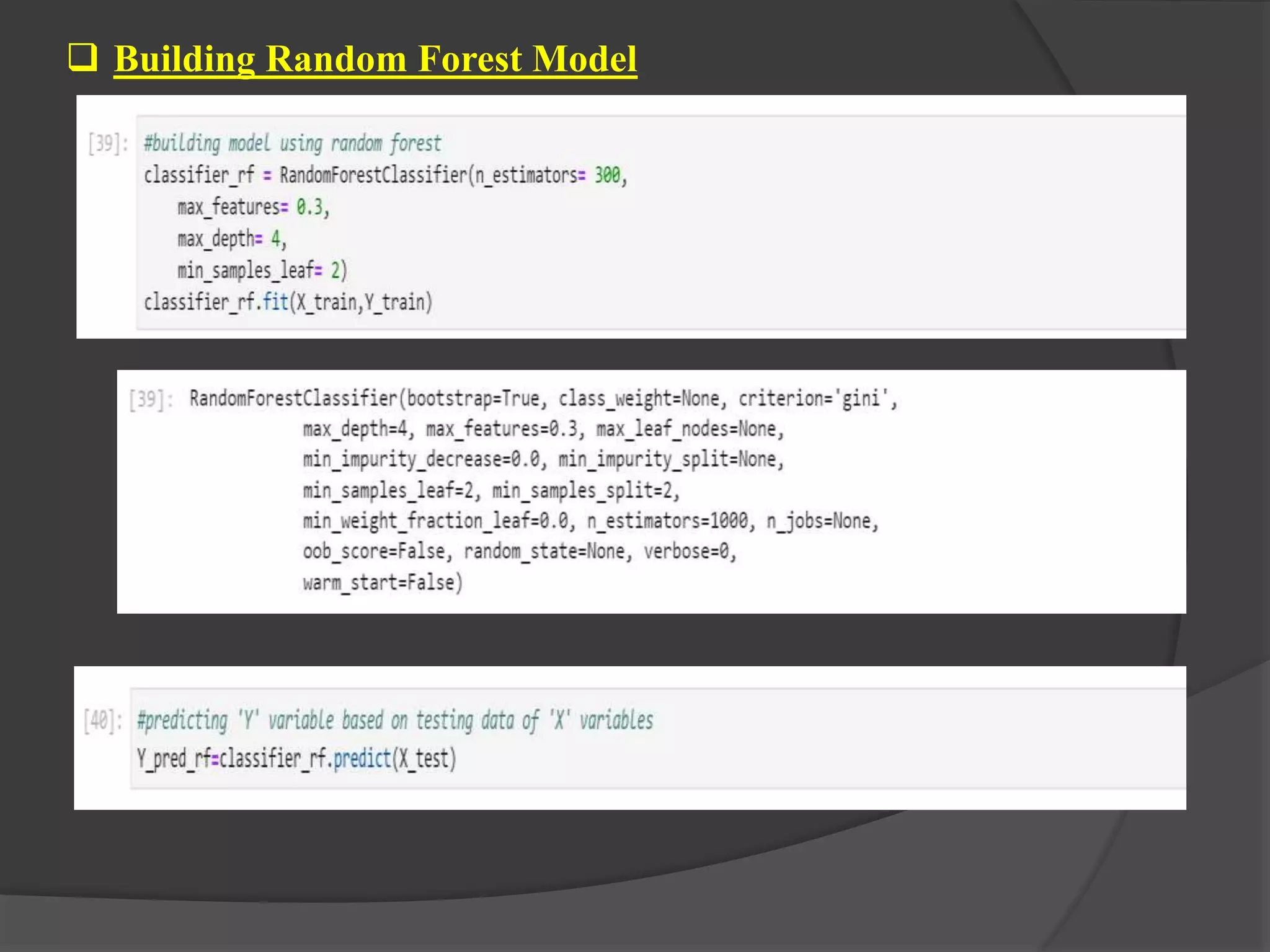  Building Random Forest Model
 