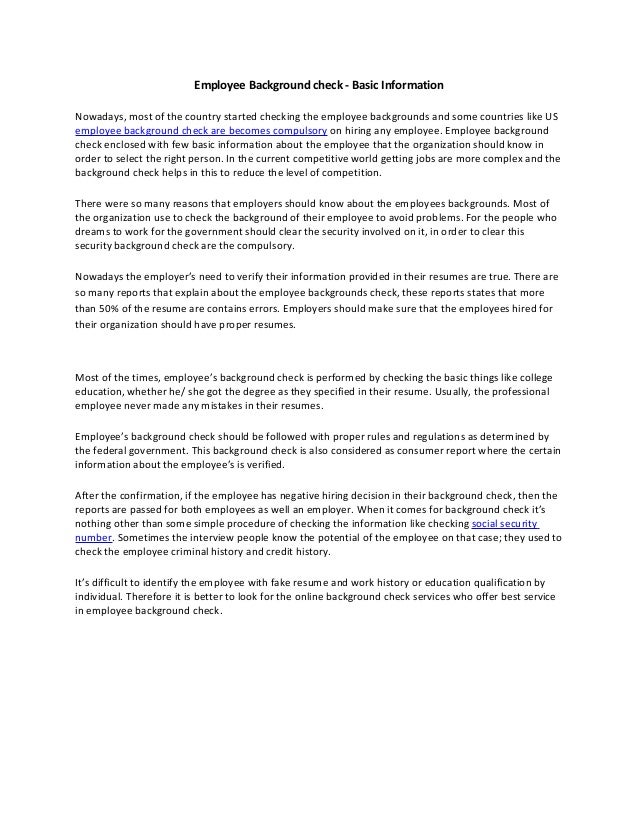 employee background check basic information resume backgrounds