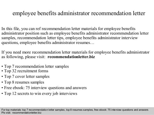 employee benefits administrator recommendation letter in this file you can ref recommendation letter materials for - Job Description For Benefits Administrator employee benefits administrator recommendation letter in this file you can ref recommendation letter materials for - Job Description For Benefits Administrator