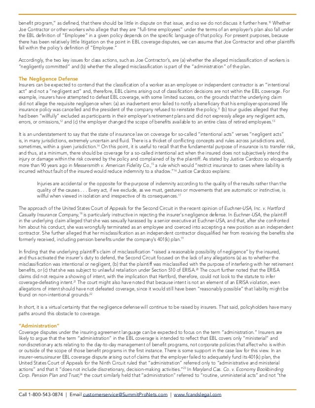 Employee Benefits Liability Insurance Coverage for