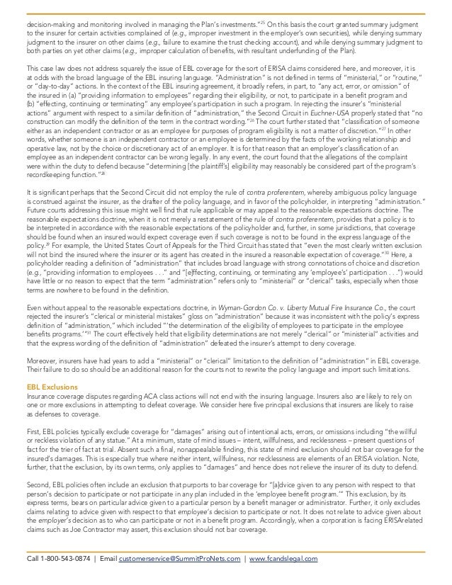 Employee Benefits Liability Insurance Coverage for