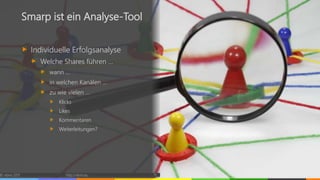 © vibrio 2017 http://vibrio.eu 15
Smarp ist ein Analyse-Tool
Individuelle Erfolgsanalyse
Welche Shares führen …
wann …
in welchen Kanälen …
zu wie vielen …
Klicks
Likes
Kommentaren
Weiterleitungen?
 